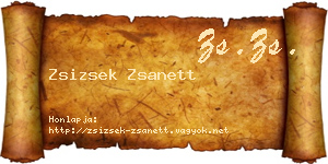 Zsizsek Zsanett névjegykártya